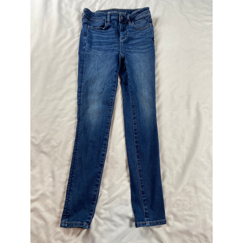 American Eagle Skinny Jeans Womens 2 Short Blue Excellent High Rise Stretch